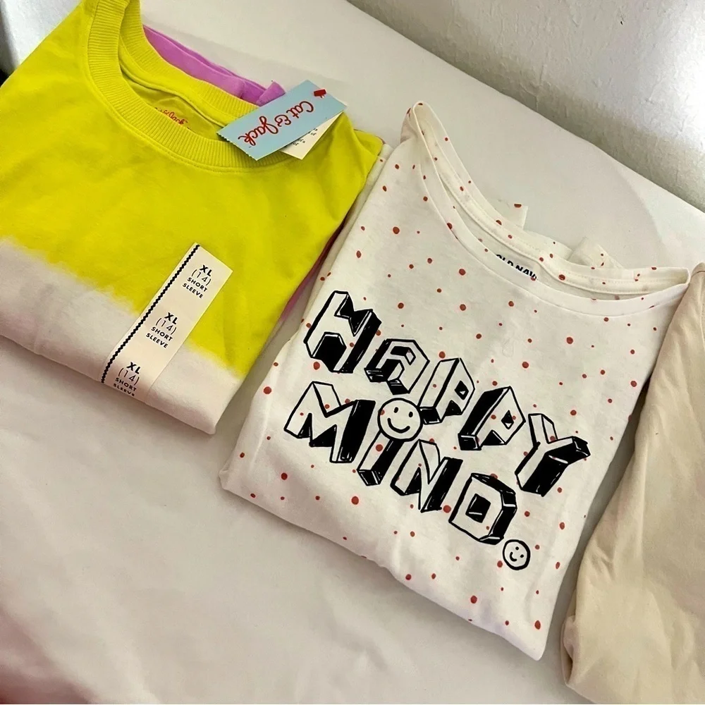 Girls Bundle of (3) T-Shirts Size XL (14-16) Multi Color Cat & Jack / Old Navy